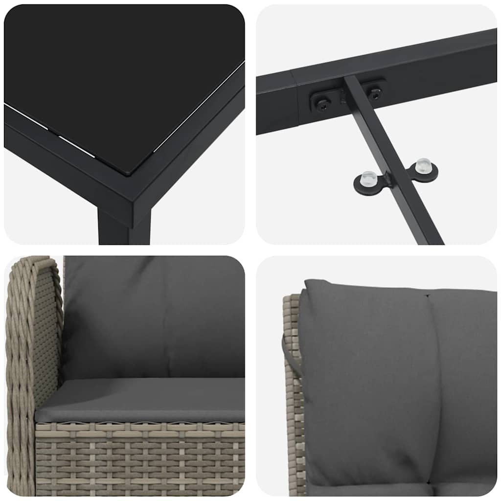 Garten Essgruppe mit Kissen 5 pcs Grau Poly Rattan