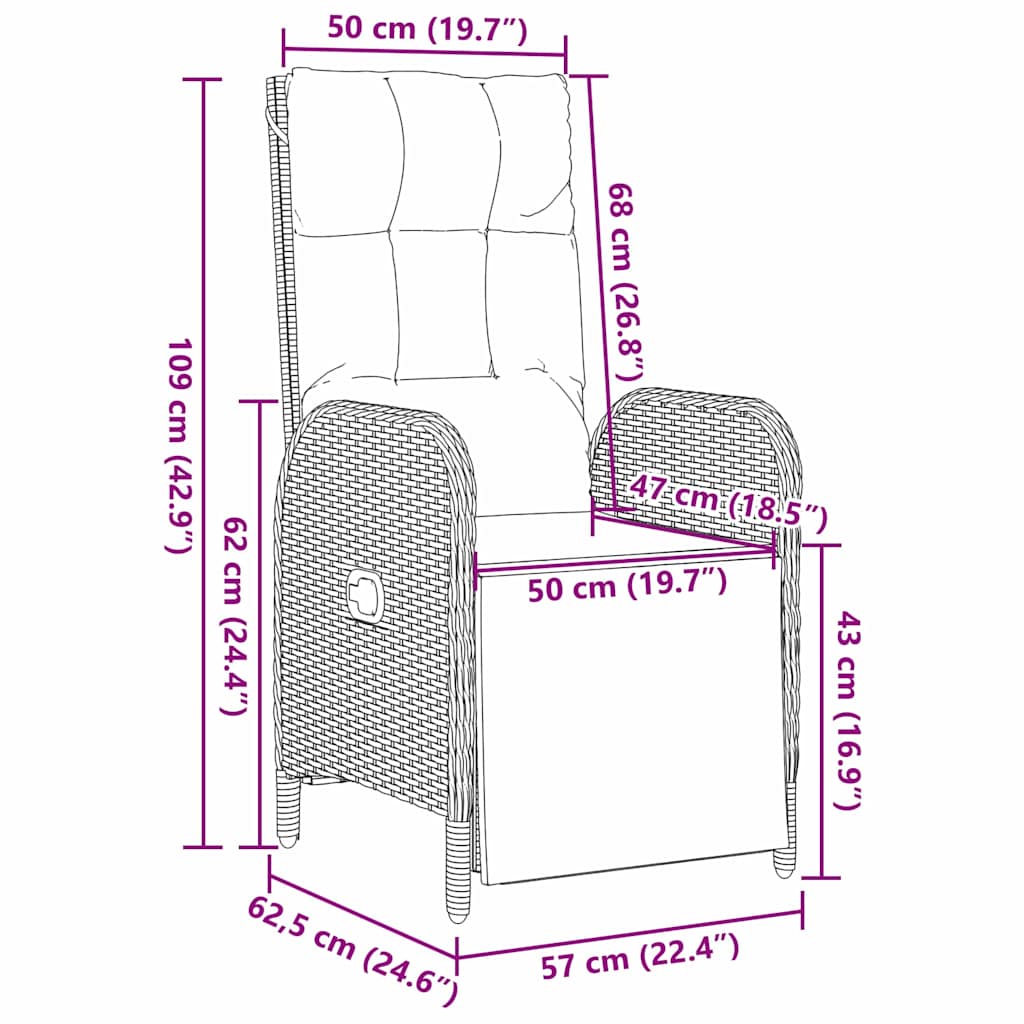 Garten Essgruppe mit Kissen 7 pcs Grau Poly Rattan