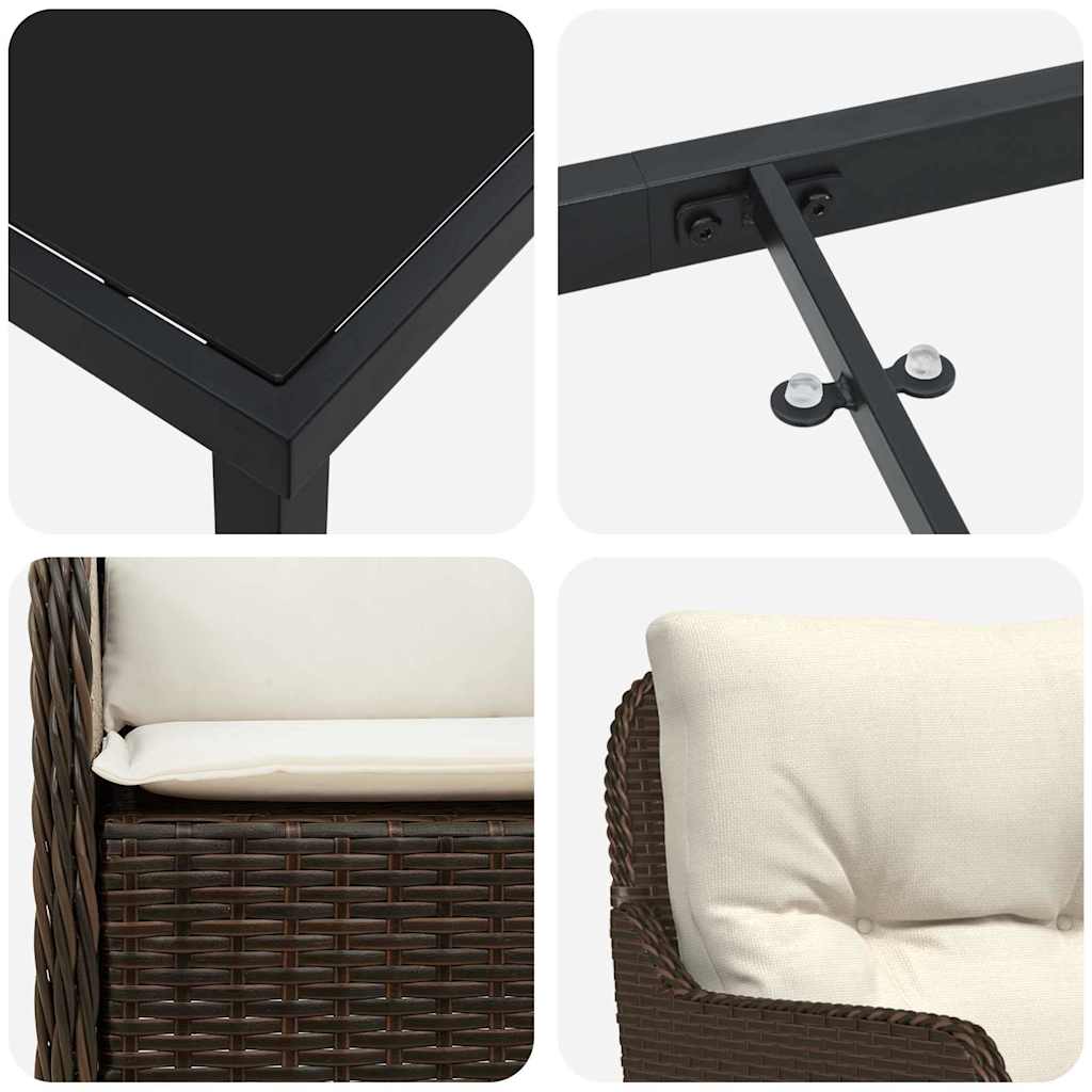 Garten Essgruppe mit Kissen 5 pcs Braun Poly Rattan