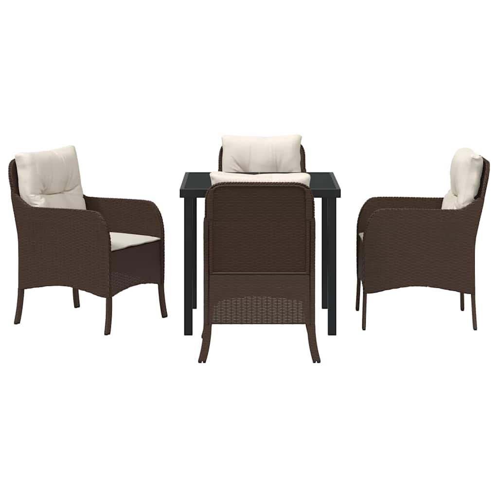 Garten Essgruppe mit Kissen 5 pcs Braun Poly Rattan