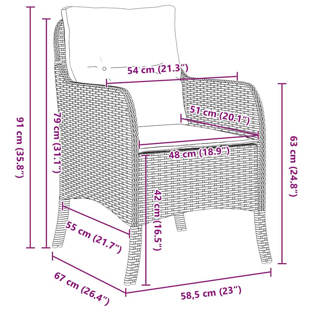 Garten Essgruppe mit Kissen 5 pcs Braun Poly Rattan