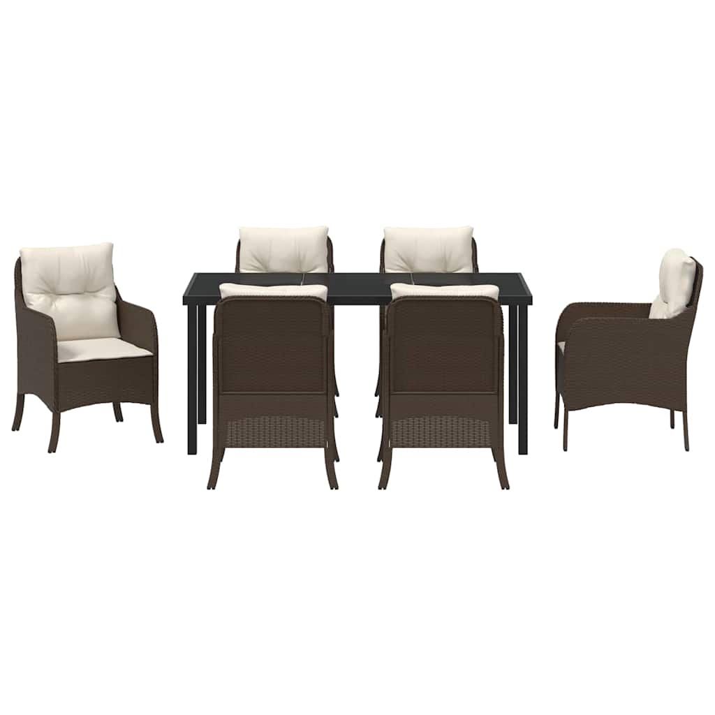 Garten Essgruppe mit Kissen 7 pcs Braun Poly Rattan