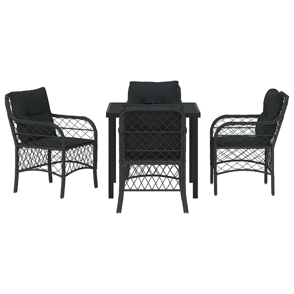 Garten Essgruppe mit Kissen 5 pcs Schwarz Poly Rattan