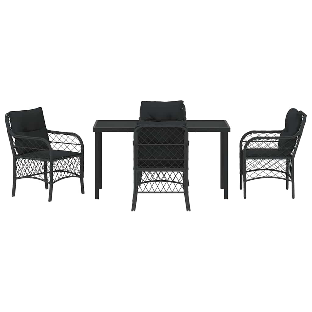 Garten Essgruppe mit Kissen 5 pcs Schwarz Poly Rattan