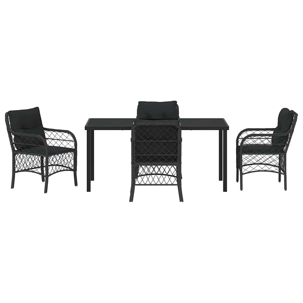 Garten Essgruppe mit Kissen 5 pcs Schwarz Poly Rattan
