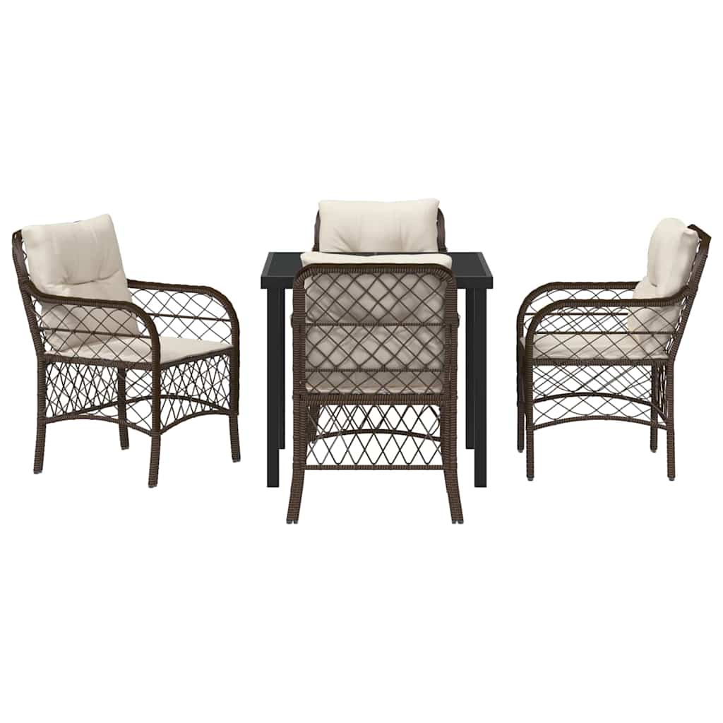 Garten Essgruppe mit Kissen 5 pcs Braun Poly Rattan
