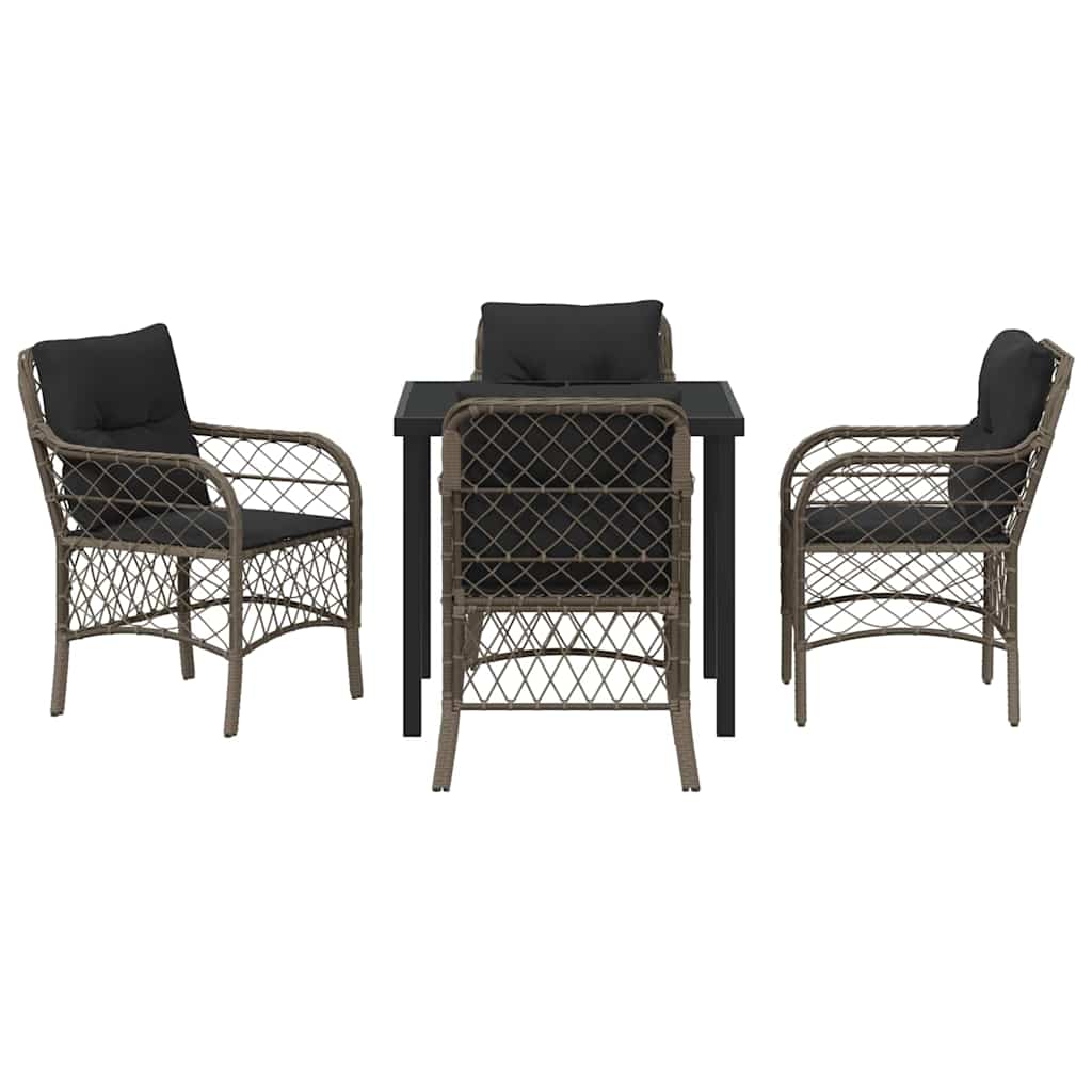 Garten Essgruppe mit Kissen 5 pcs Grau Poly Rattan