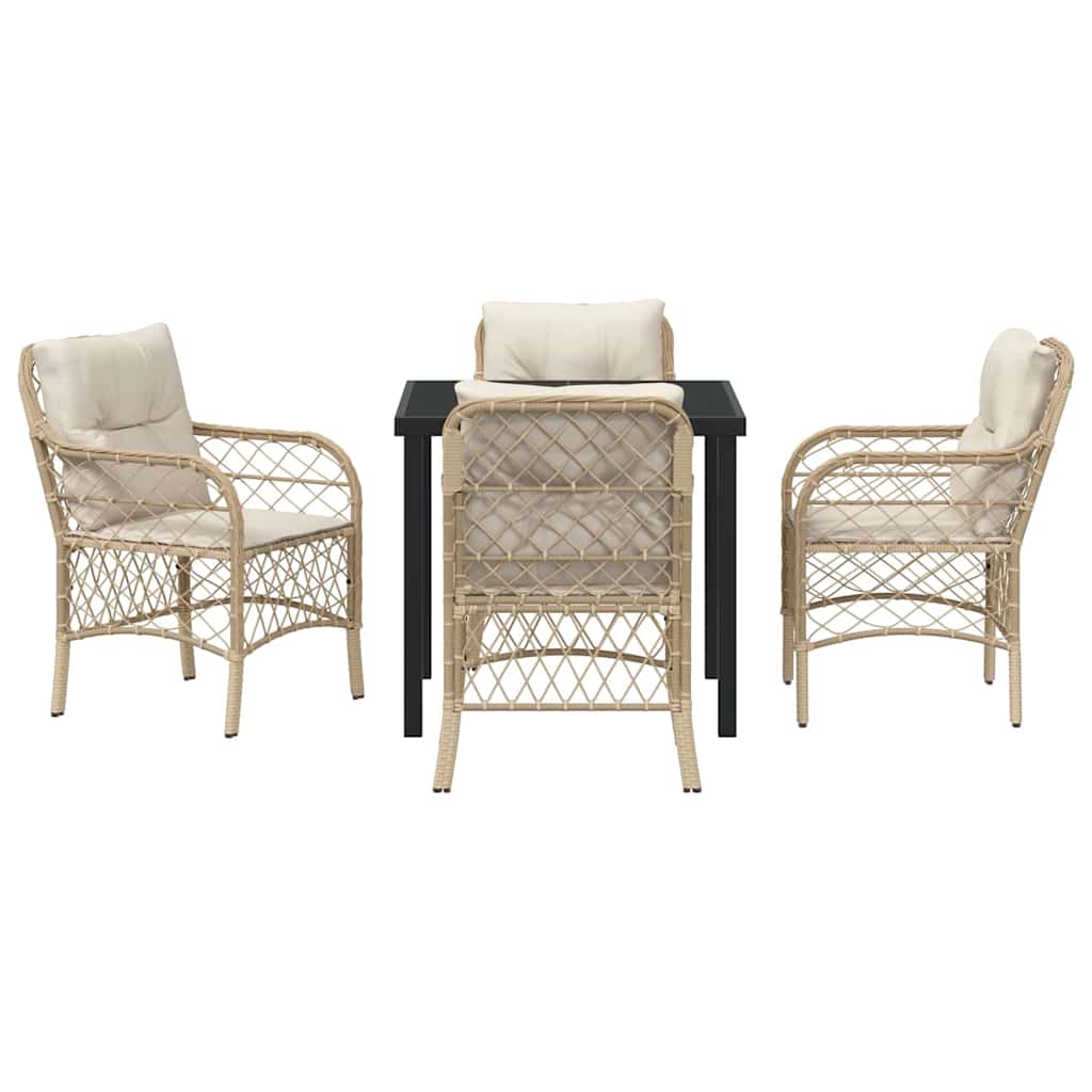 Garten Essgruppe mit Kissen 5 pcs Beige Poly Rattan
