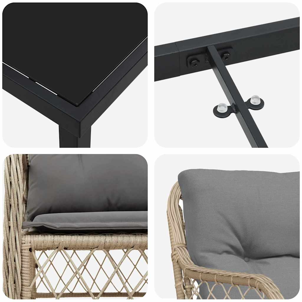 Garten Essgruppe mit Kissen 5 pcs Beige Poly Rattan