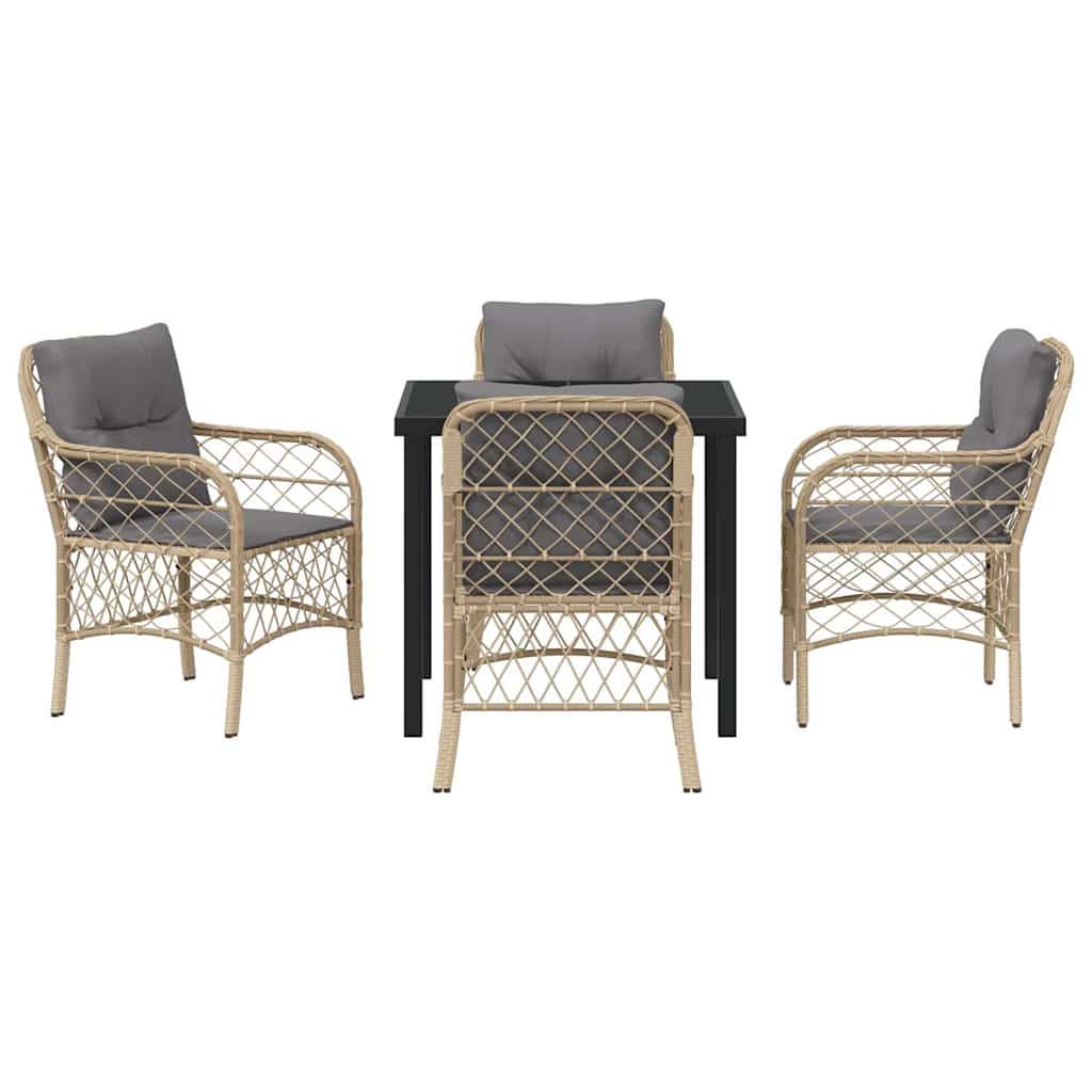 Garten Essgruppe mit Kissen 5 pcs Beige Poly Rattan