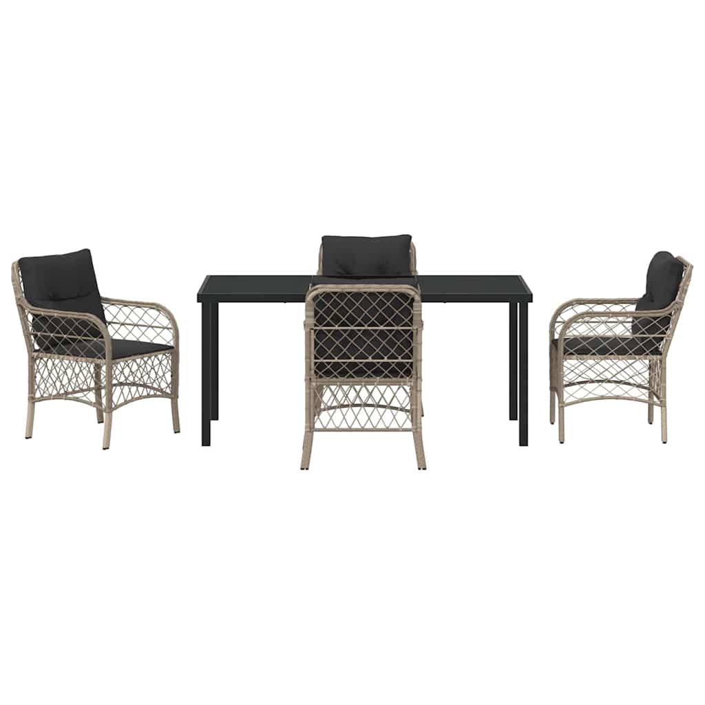 Garten Essgruppe mit Kissen 5 pcs Hellgrau Poly Rattan