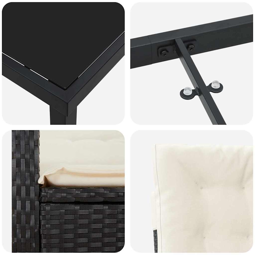 Garten Essgruppe 5 pcs Schwarz Poly-Rattan