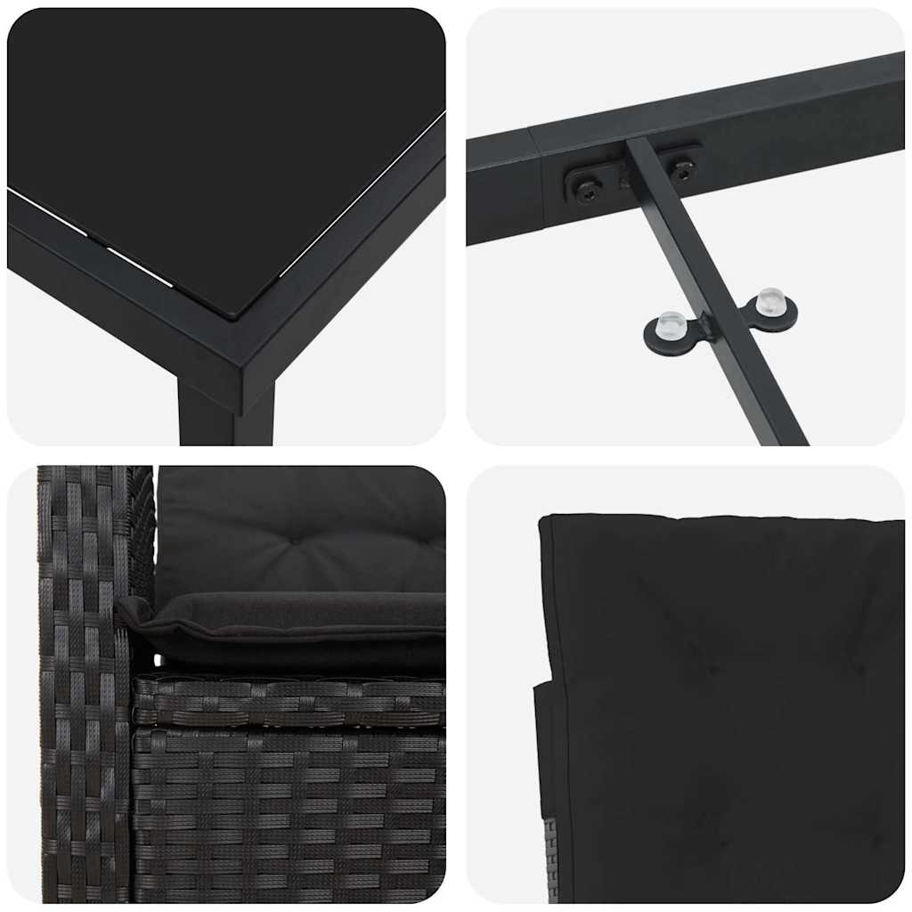 Garten Essgruppe 5 pcs Schwarz Poly-Rattan