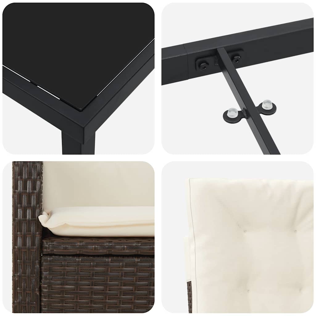 Garten Essgruppe 5 pcs Braun Poly-Rattan