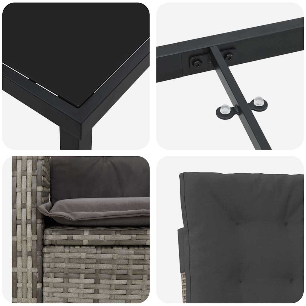 Garten Essgruppe 5 pcs Grau Poly-Rattan