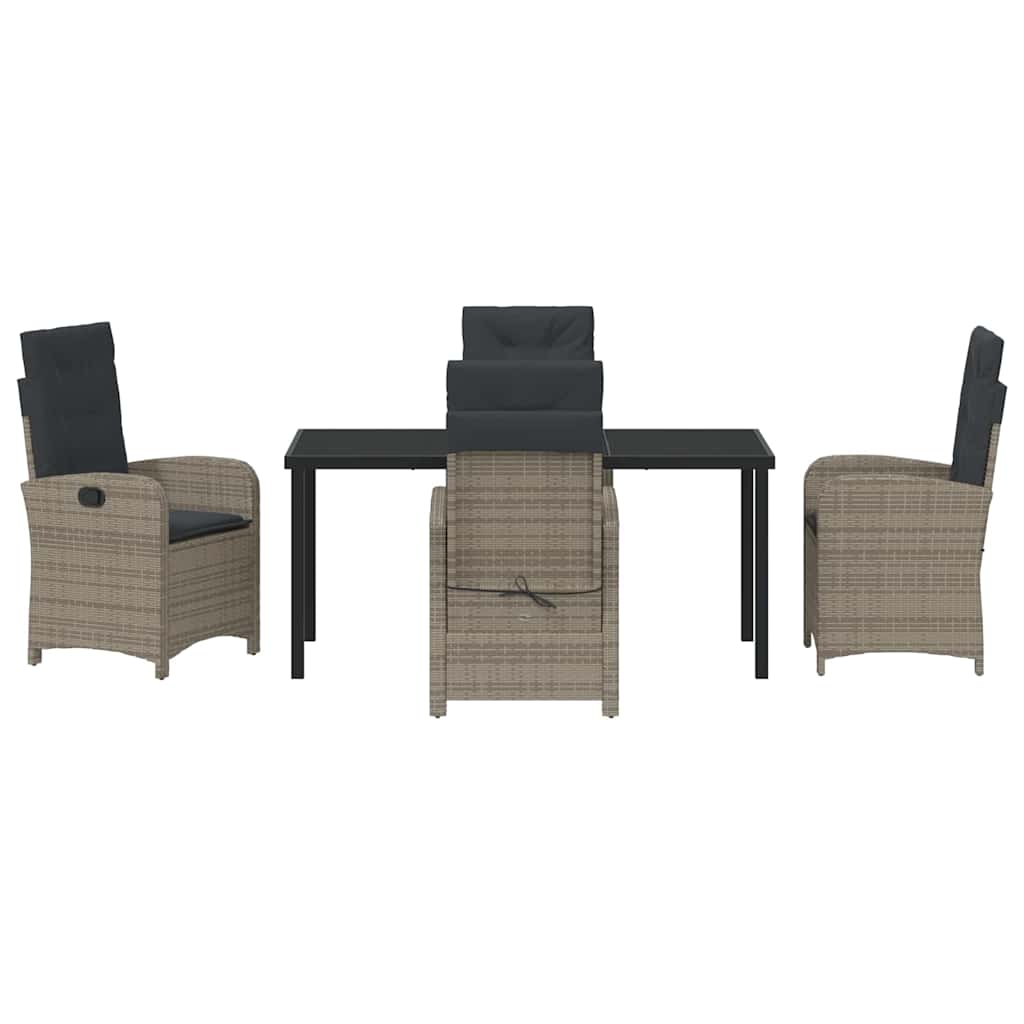 Garten Essgruppe 5 pcs Grau Poly-Rattan