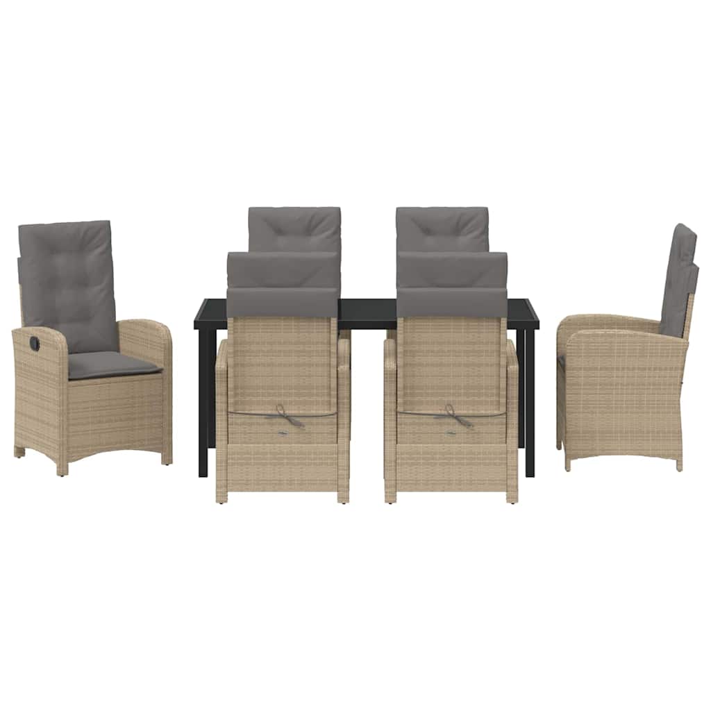 Garten Essgruppe 7 pcs Beige Poly-Rattan