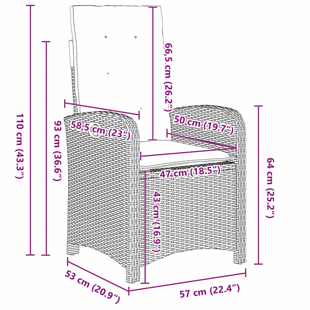 Garten Essgruppe 3 pcs Hellgrau Poly-Rattan