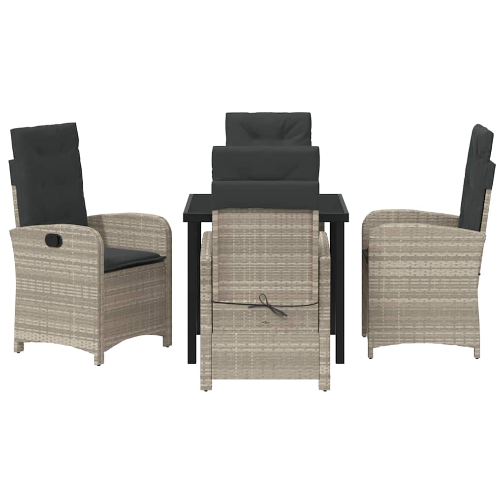 Garten Essgruppe 5 pcs Hellgrau Poly-Rattan