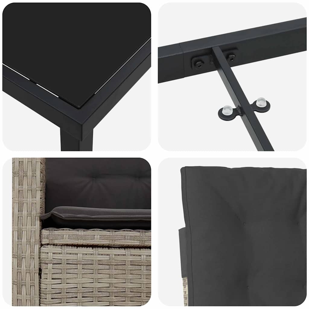 Garten Essgruppe 5 pcs Hellgrau Poly-Rattan