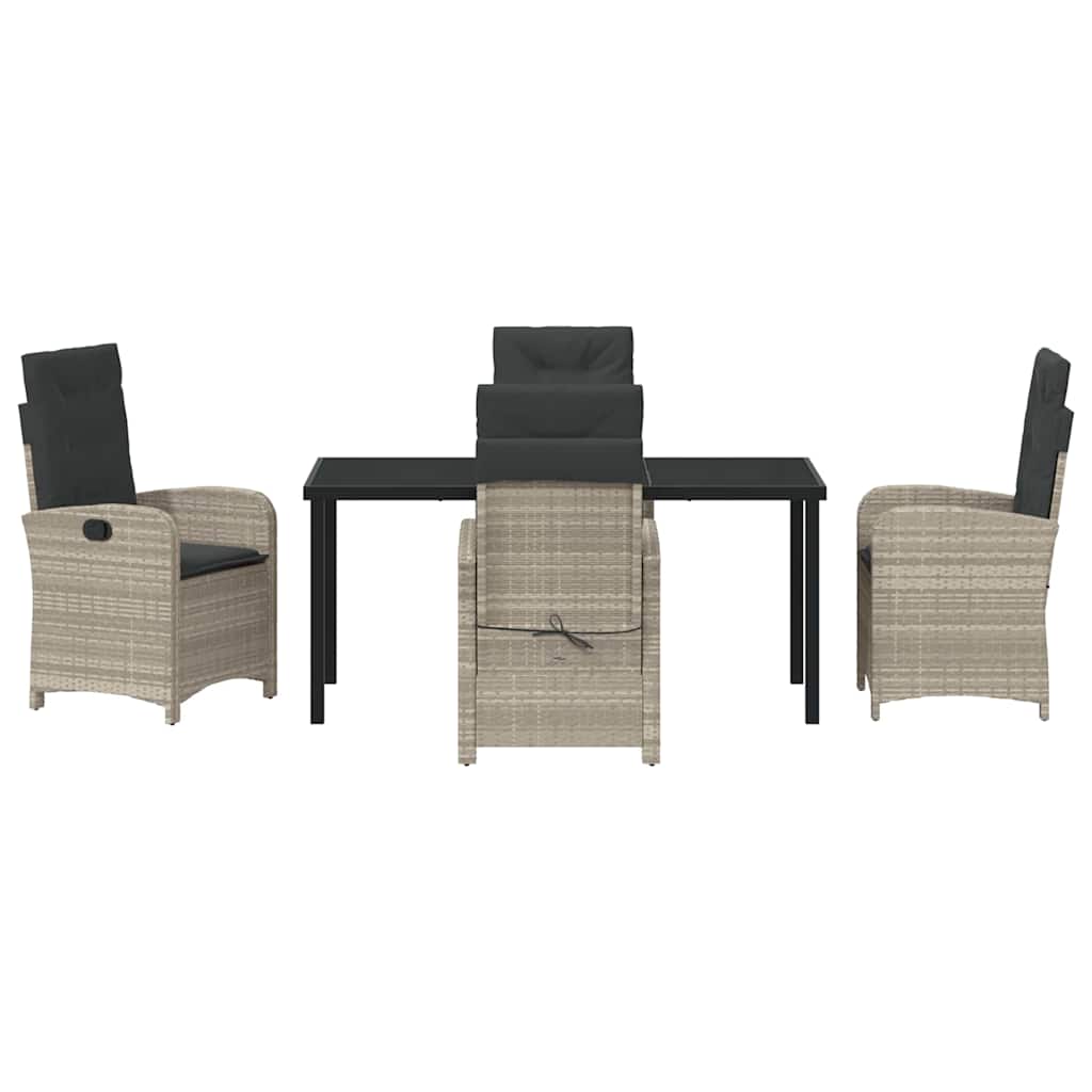 Garten Essgruppe 5 pcs Hellgrau Poly-Rattan