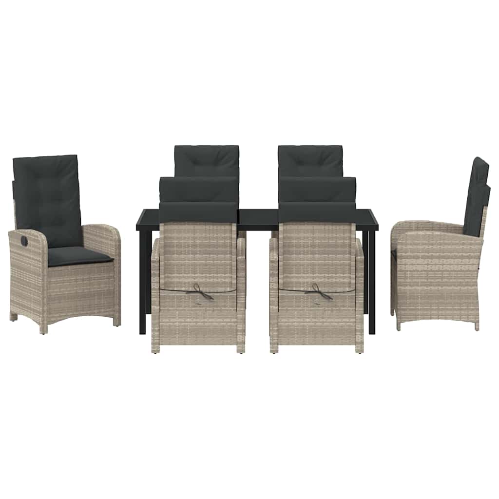 Garten Essgruppe 7 pcs Hellgrau Poly-Rattan