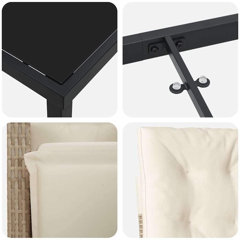 Garten Essgruppe 5 pcs Beige Poly-Rattan