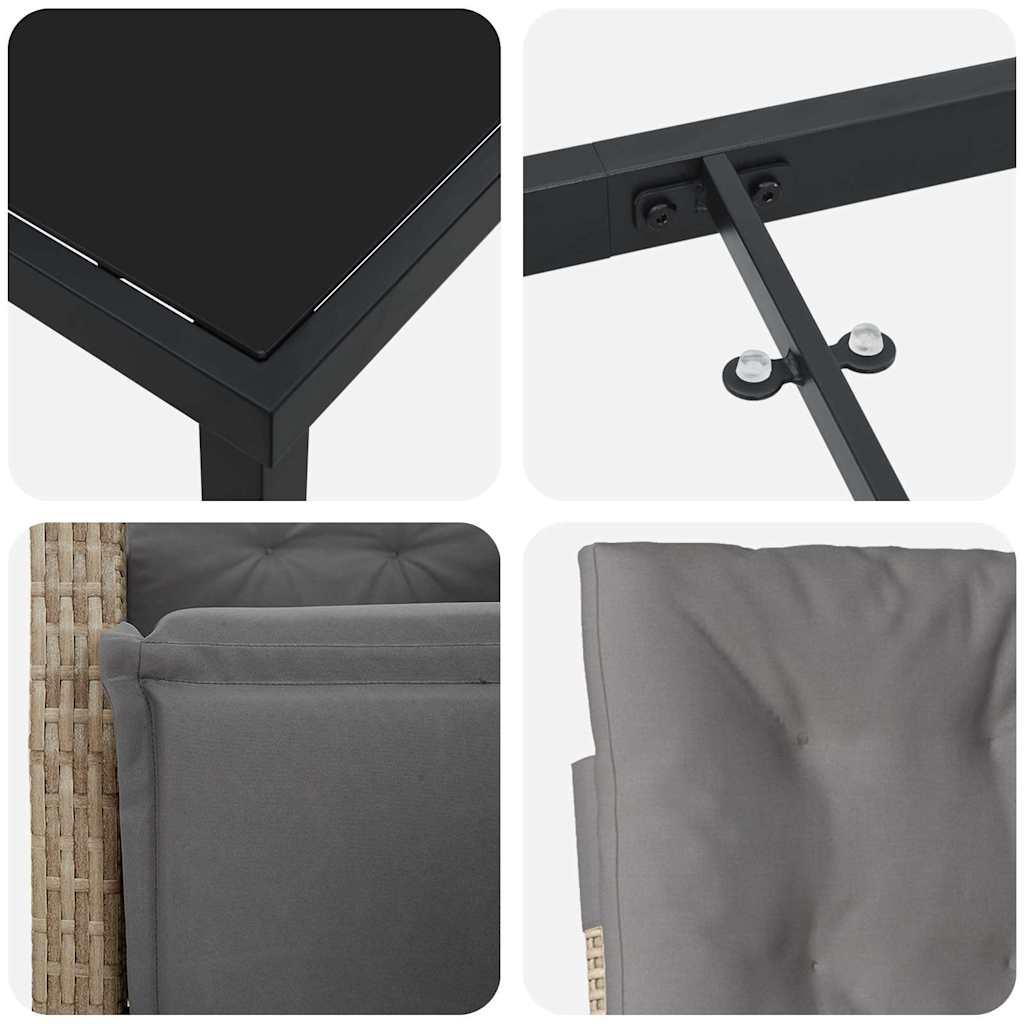 Garten Essgruppe 7 pcs Beige Poly-Rattan