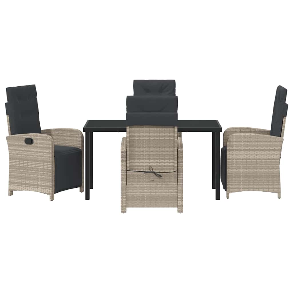 Garten Essgruppe 5 pcs Hellgrau Poly-Rattan