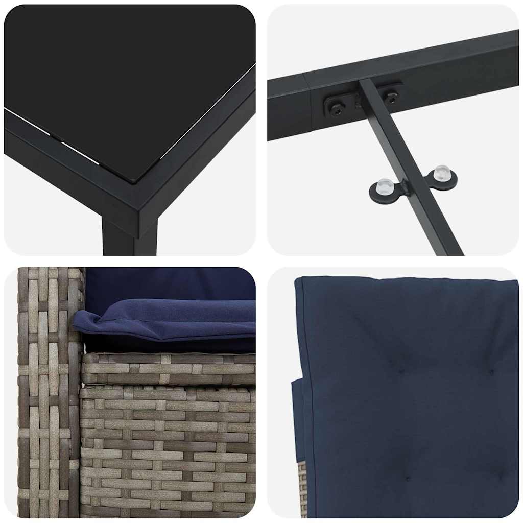 Garten Essgruppe 5 pcs Grau Poly-Rattan