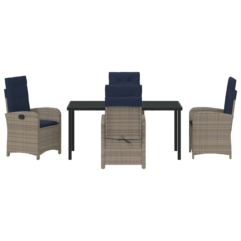 Garten Essgruppe 5 pcs Grau Poly-Rattan