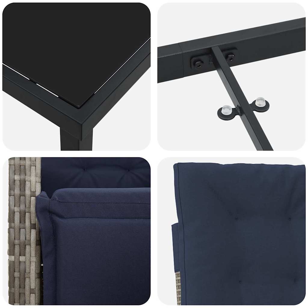 Garten Essgruppe 5 pcs Grau Poly-Rattan