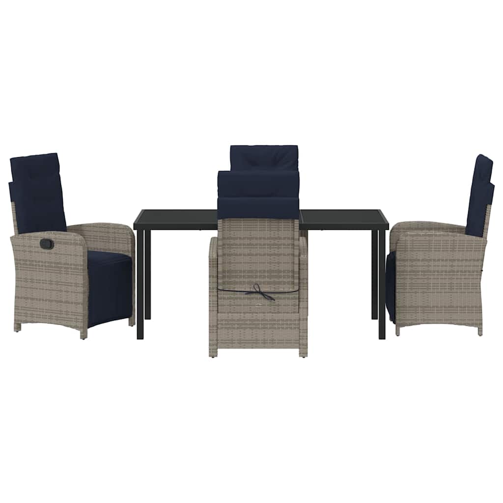 Garten Essgruppe 5 pcs Grau Poly-Rattan