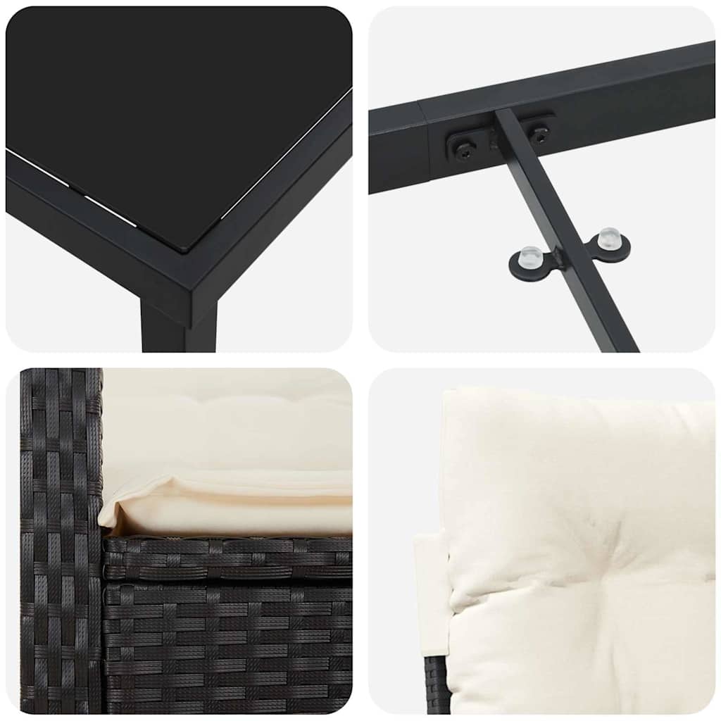 Garten Essgruppe 5 pcs Schwarz Poly-Rattan