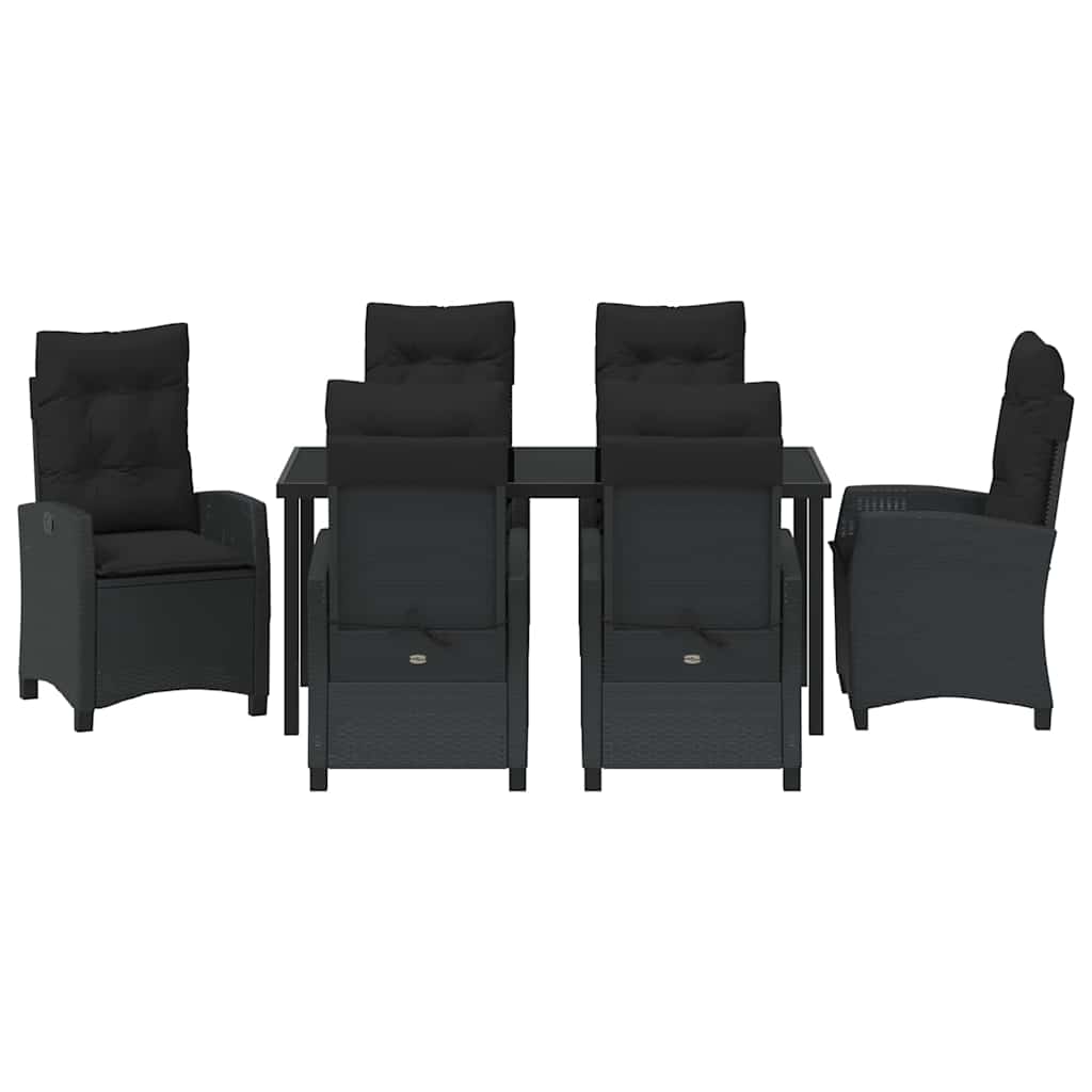 Garten Essgruppe 7 pcs Schwarz Poly-Rattan