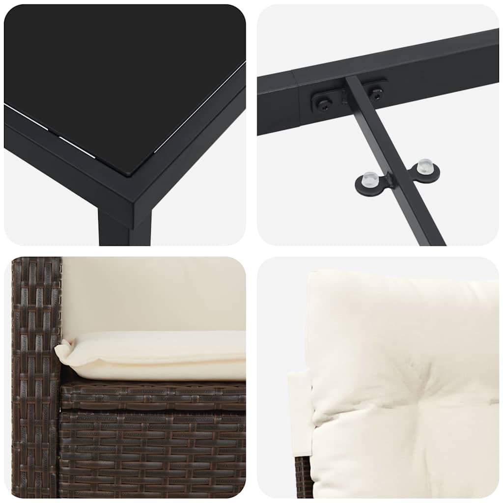 Garten Essgruppe 5 pcs Braun Poly-Rattan