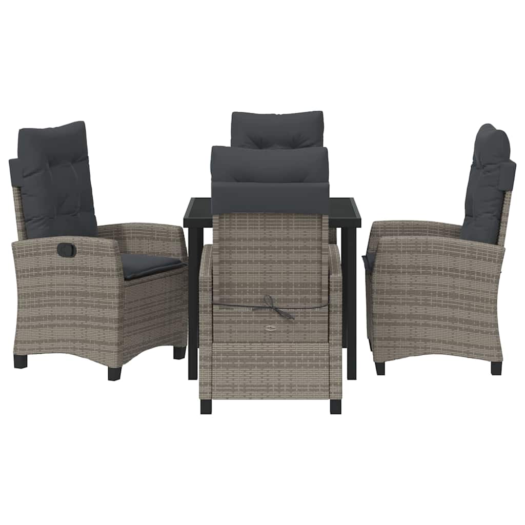 Garten Essgruppe 5 pcs Grau Poly-Rattan