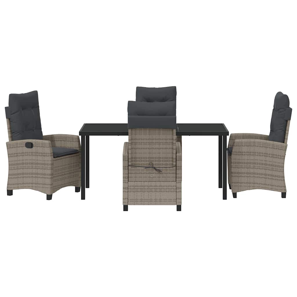 Garten Essgruppe 5 pcs Grau Poly-Rattan