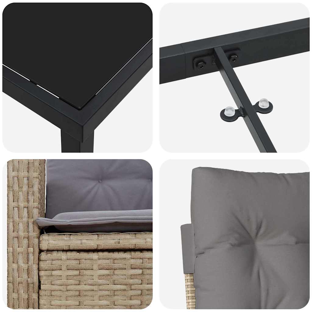 Garten Essgruppe 5 pcs Beige Poly-Rattan