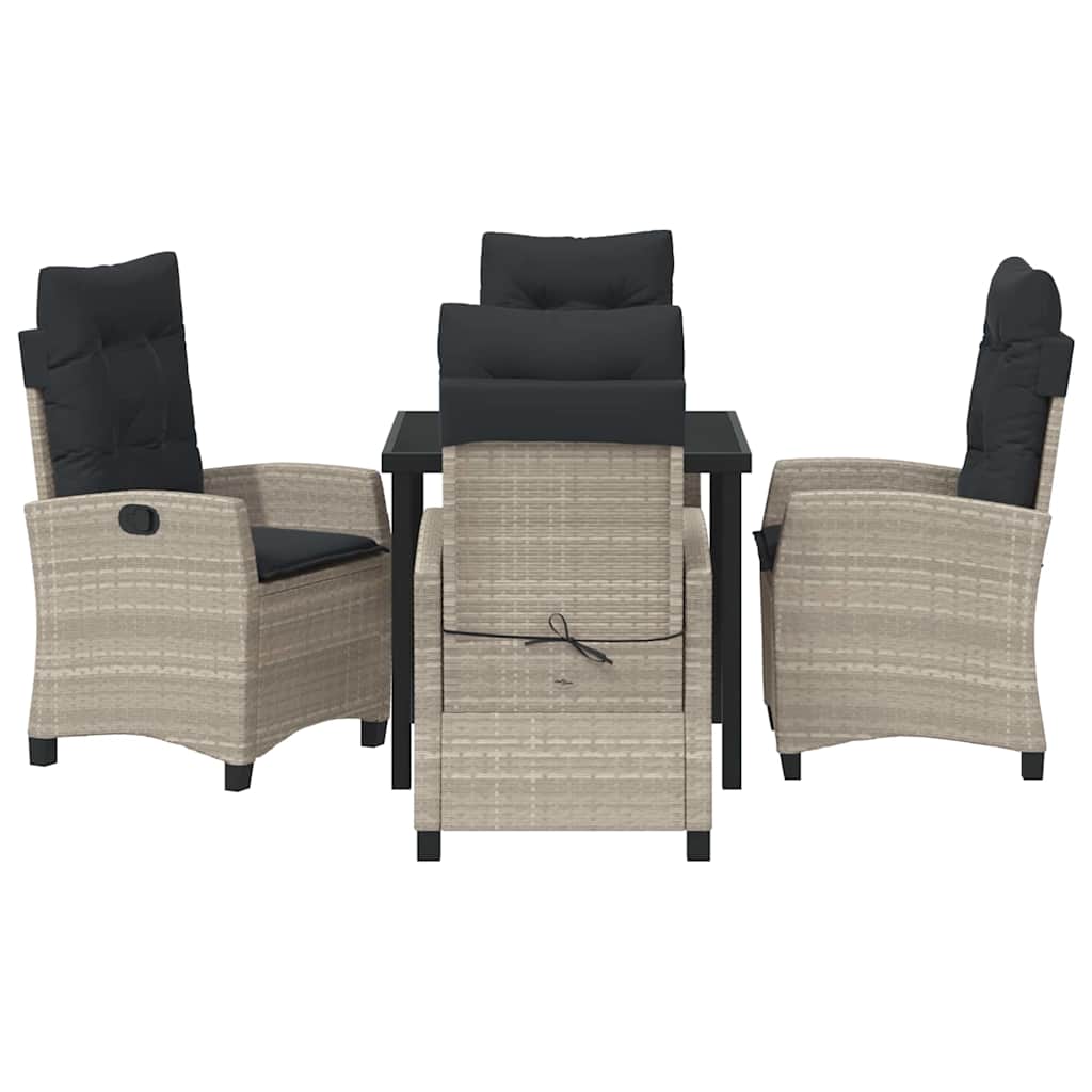 Garten Essgruppe 5 pcs Hellgrau Poly-Rattan