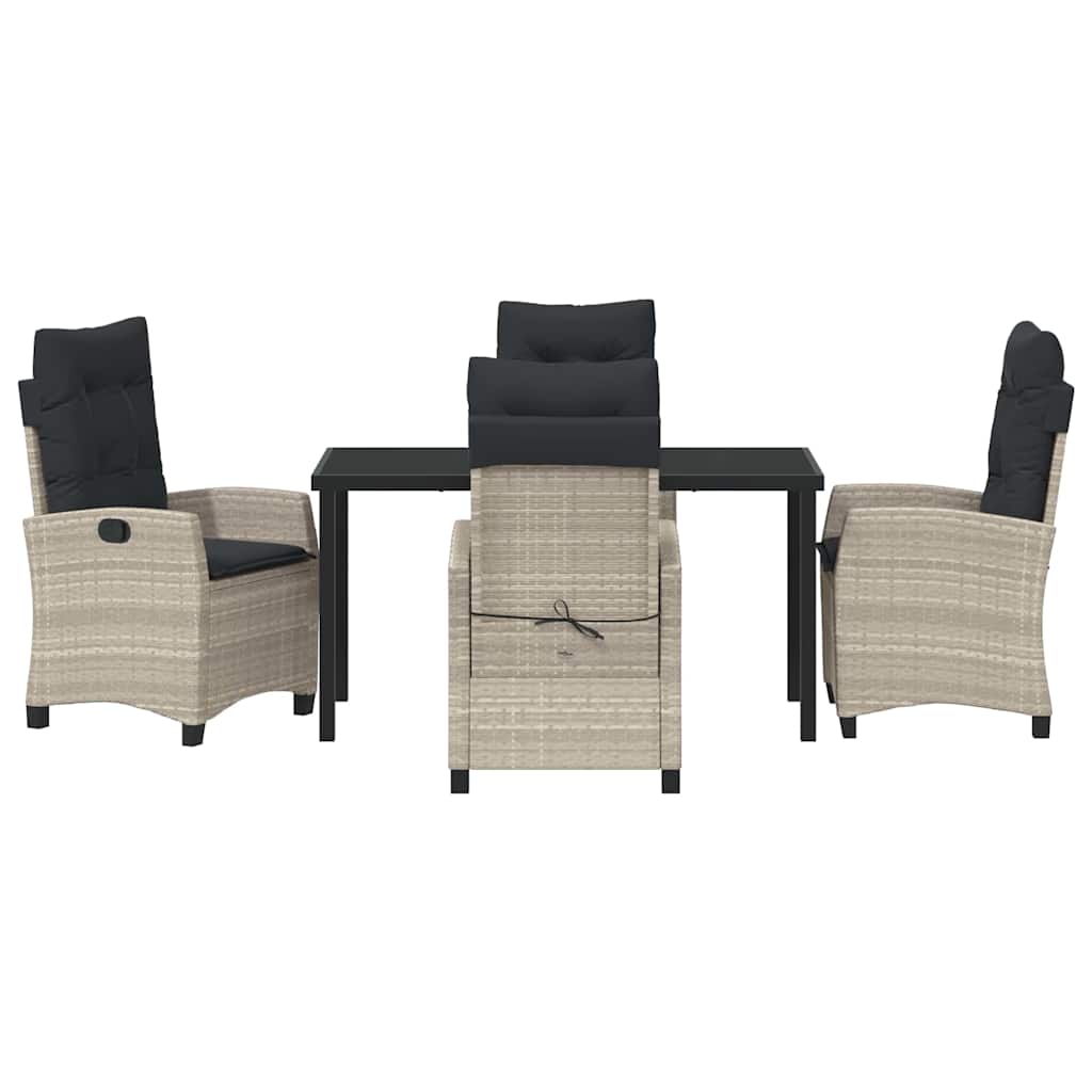 Garten Essgruppe 5 pcs Hellgrau Poly-Rattan