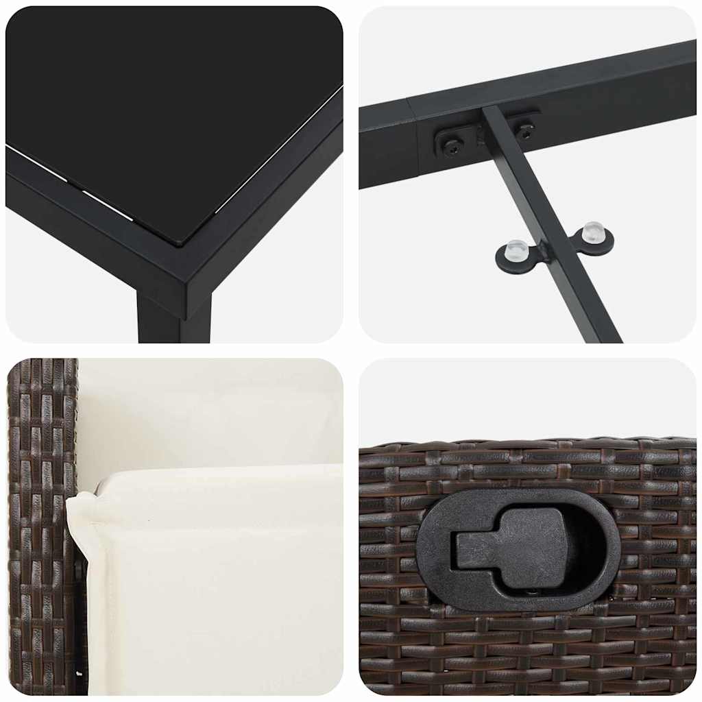 Garten Essgruppe 5 pcs Braun Poly-Rattan