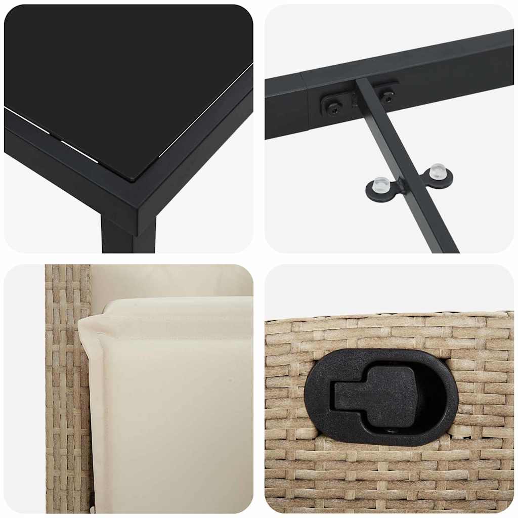 Garten Essgruppe 3 pcs Beige Poly-Rattan