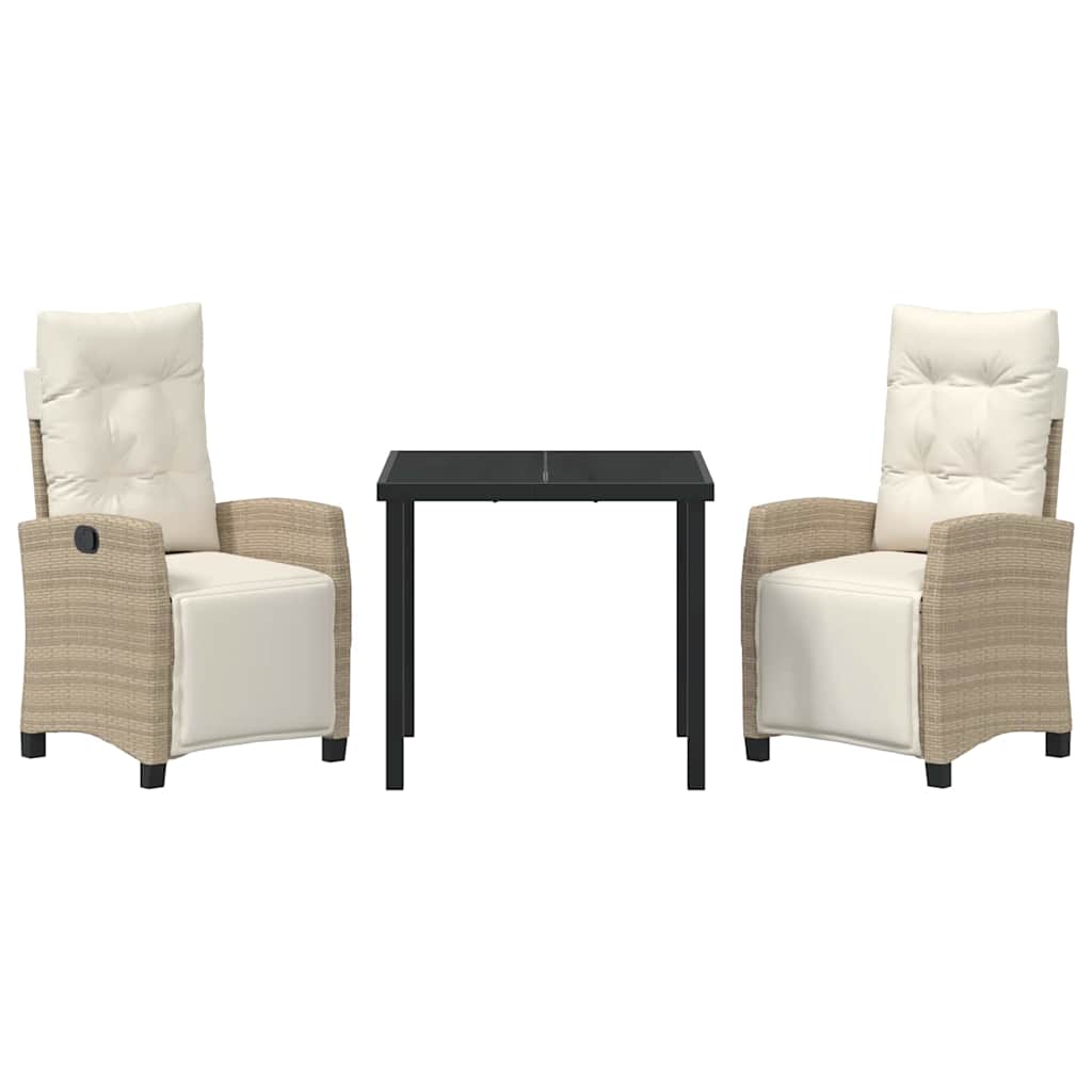 Garten Essgruppe 3 pcs Beige Poly-Rattan