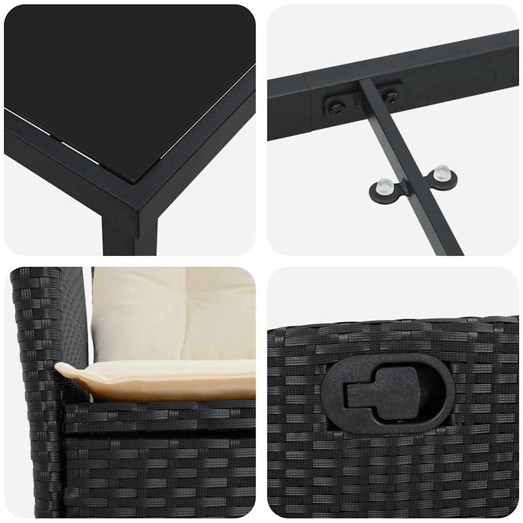 Garten Essgruppe 5 pcs Schwarz Poly-Rattan