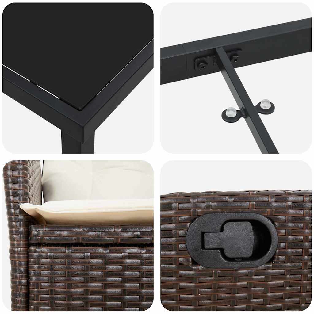 Garten Essgruppe 7 pcs Braun Poly-Rattan