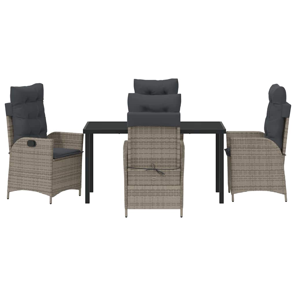 Garten Essgruppe 5 pcs Grau Poly-Rattan
