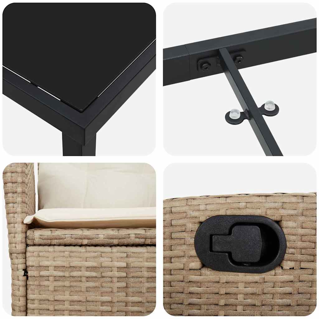 Garten Essgruppe 3 pcs Beige Poly-Rattan