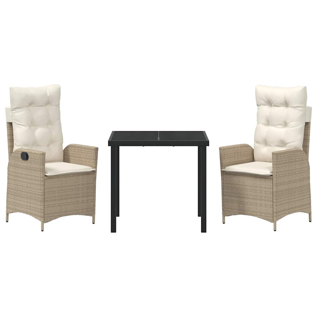 Garten Essgruppe 3 pcs Beige Poly-Rattan