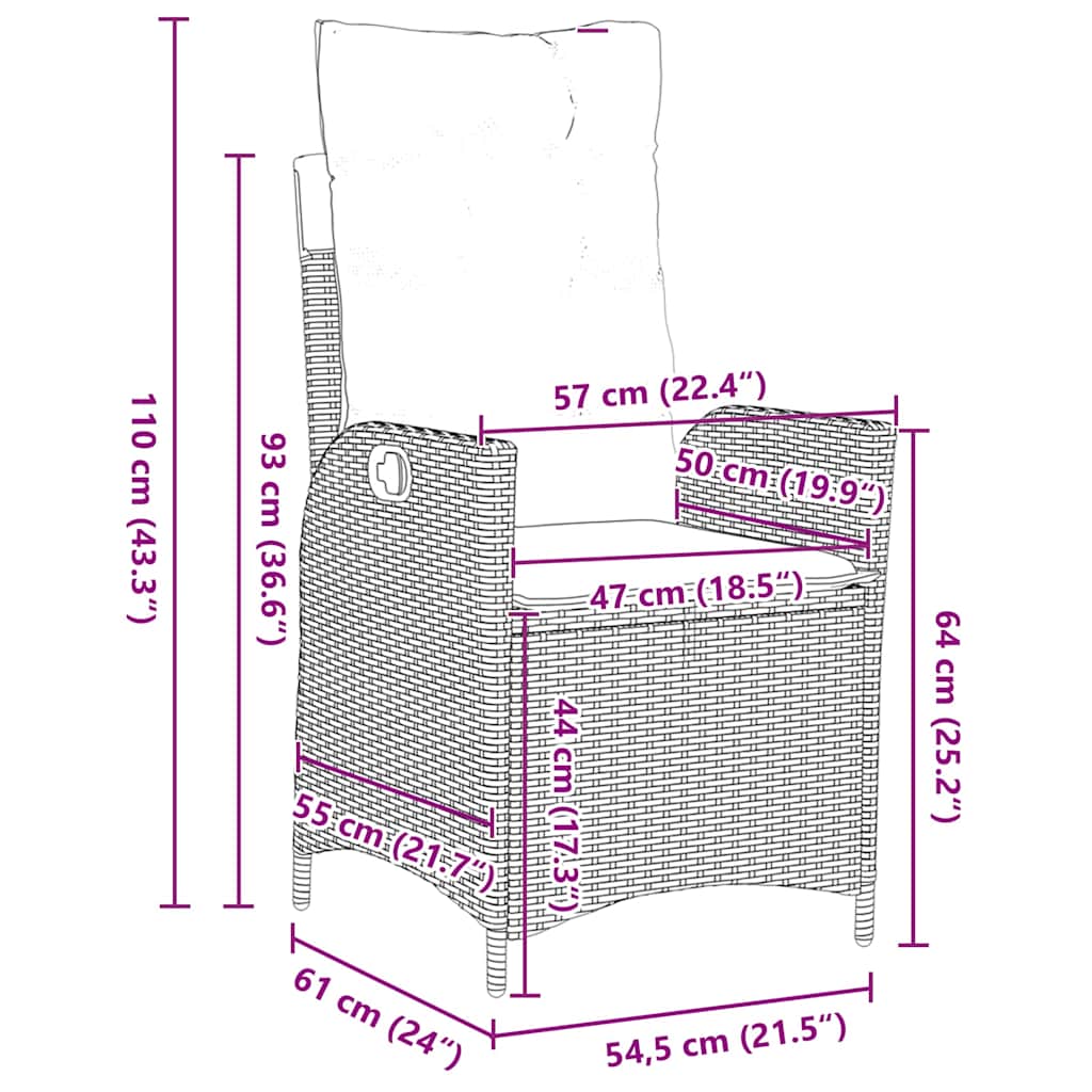 Garten Essgruppe 3 pcs Beige Poly-Rattan